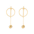 E-671 xuping simple style stainless steel 24k gold color drop ball ladies drop earrings